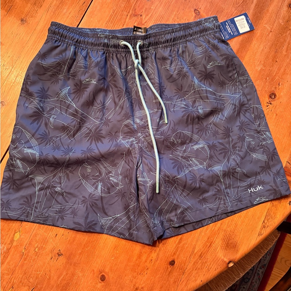 Huk Men's Black and Silver Performance Shorts